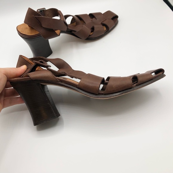 DKNY Donna Karan Vintage Brown Leather Cage Toe Heels Women’s Size 10 - Picture 6 of 10